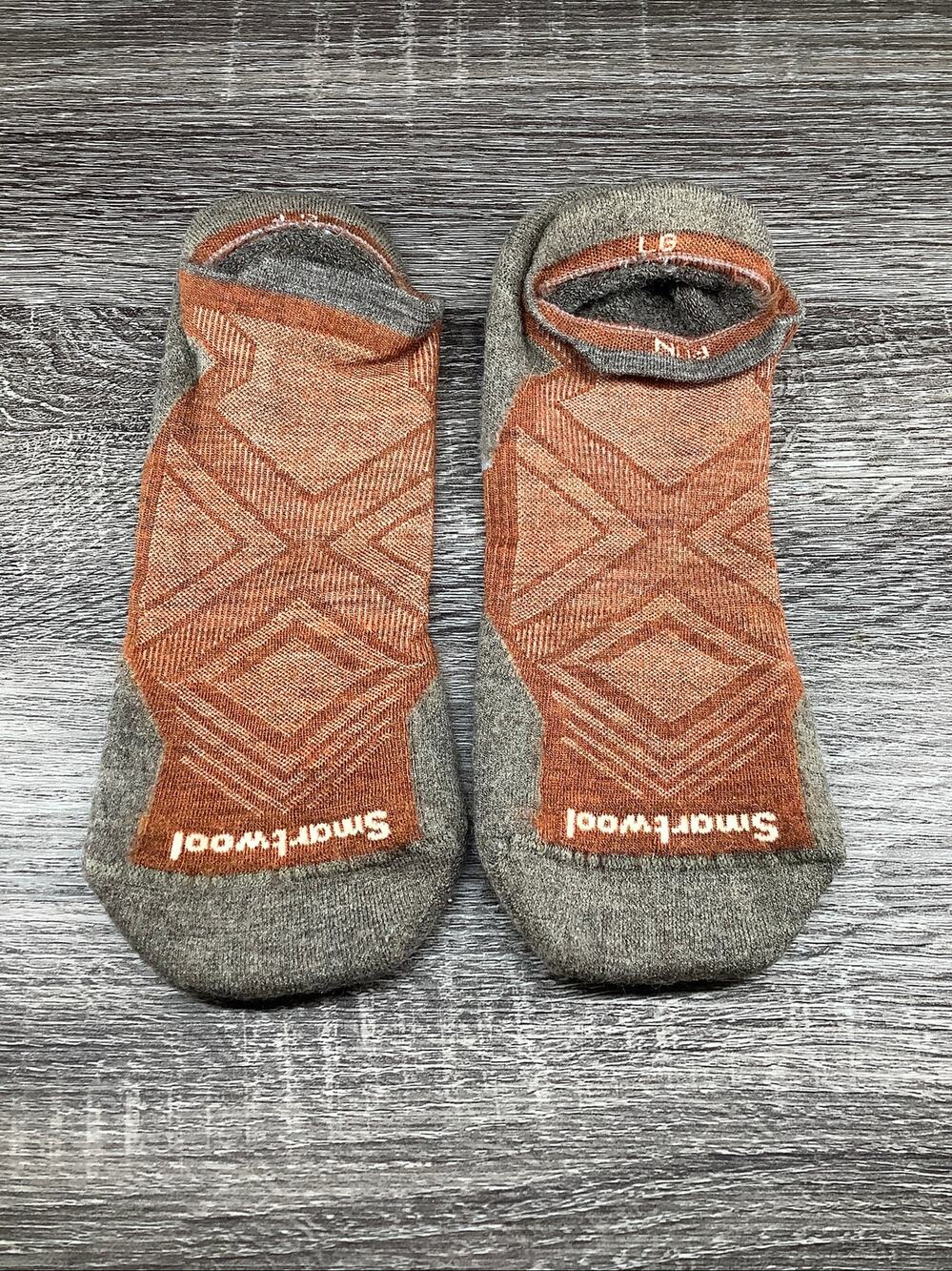 Smartwool Unisex Sz L Orange Rust/Ash Run Targeted Cushion Low Ankle Socks B28-5